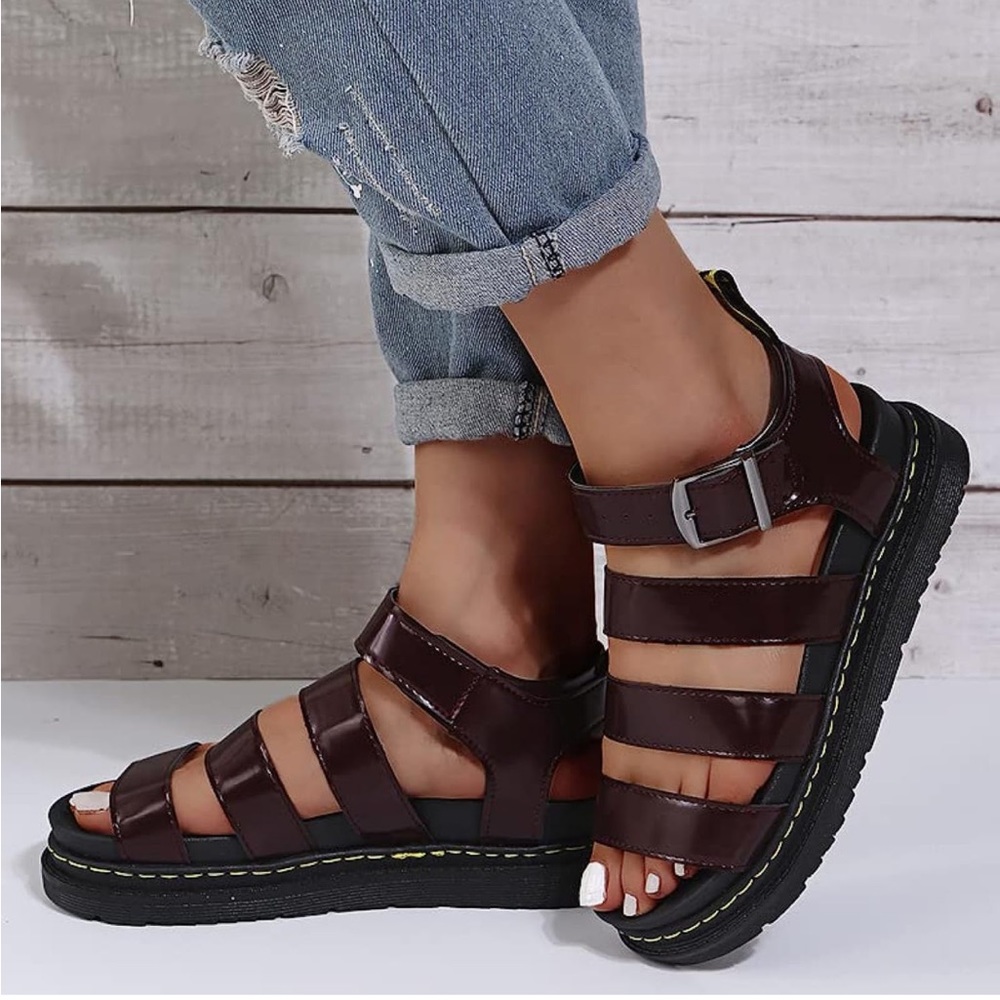 2/$30 Open Toe Ankle Strap Platform Wedge Sandals,Breathable Buckle  Roman Shoes